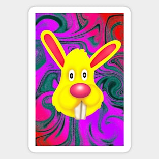 Trippy Yellow Bunny Magnet